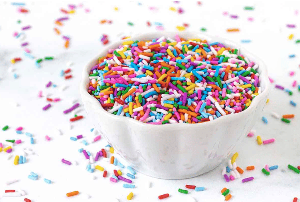 The six distinct types of sprinkles are available.