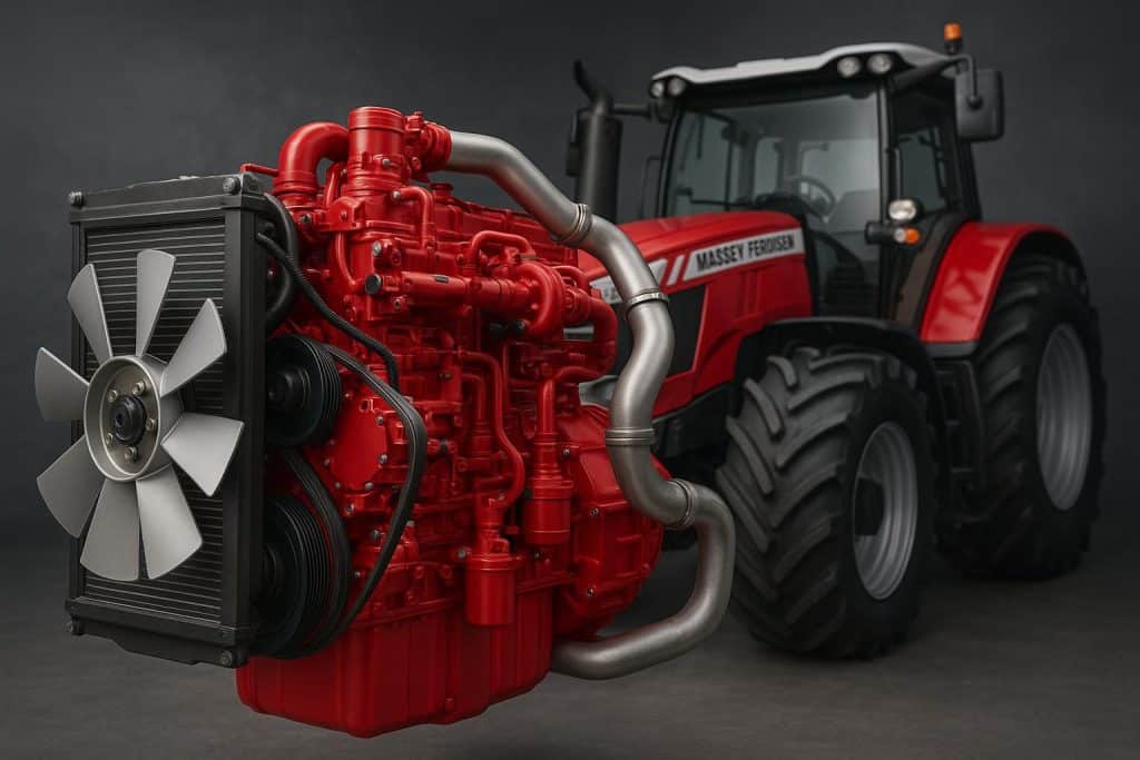 Massey Ferguson tractor showcasing advanced fuel-efficient engine technology in action