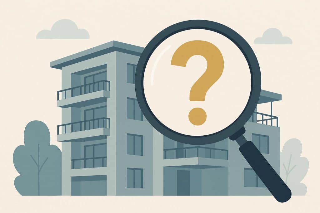 Person touring modern condo, asking real estate agent questions during apartment viewing