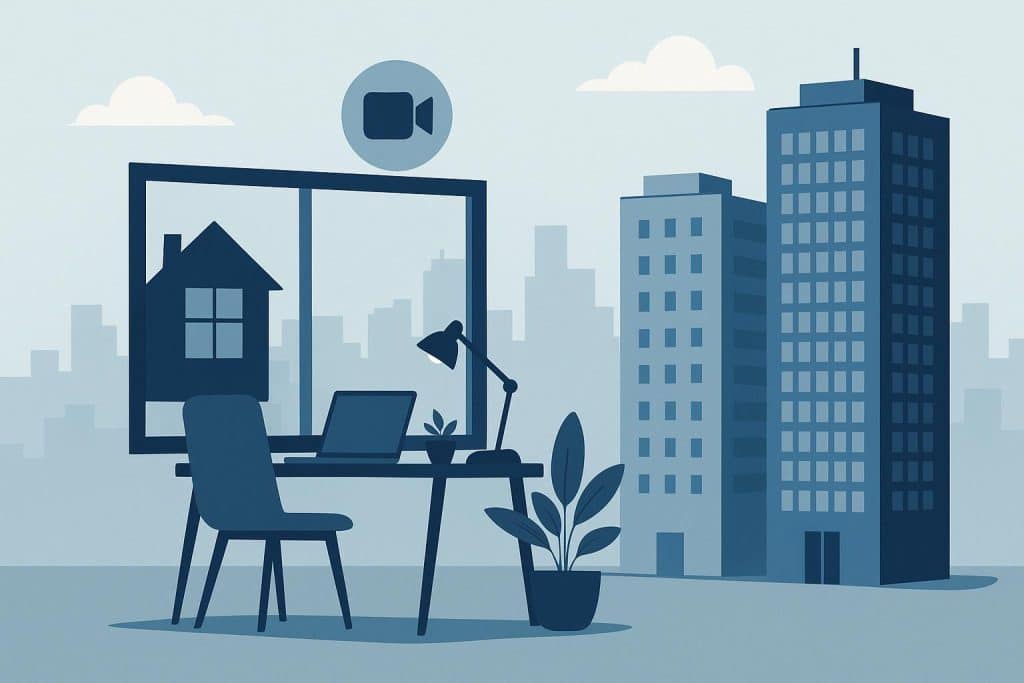 Modern home office setup highlighting remote work influence on real estate and workspace trends