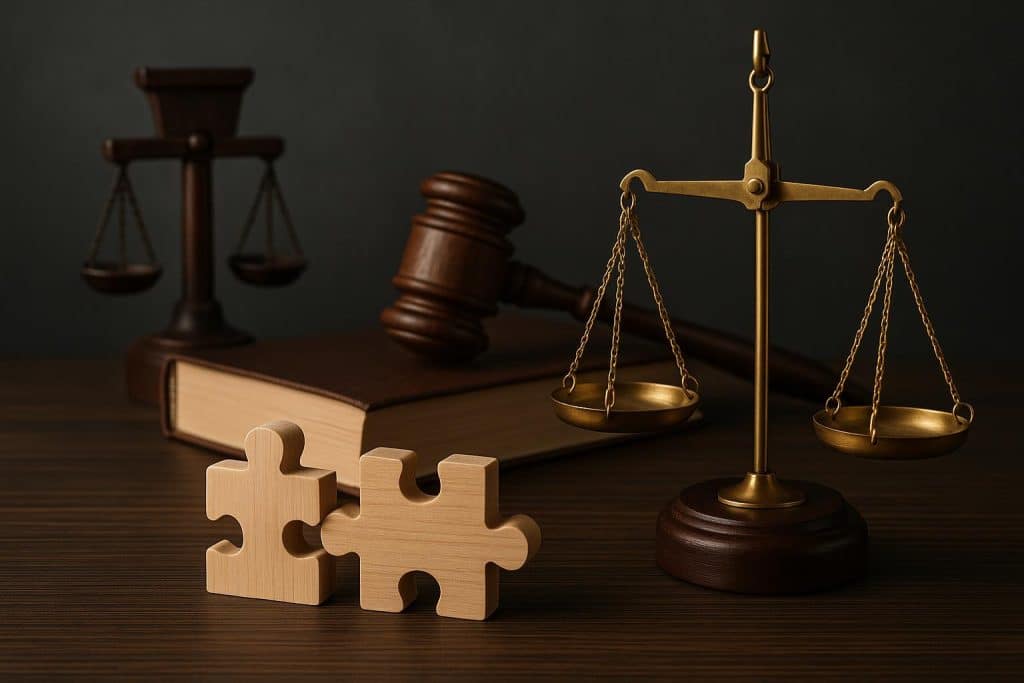 Plea agreement concept showing balanced scales and legal documents representing case resolution