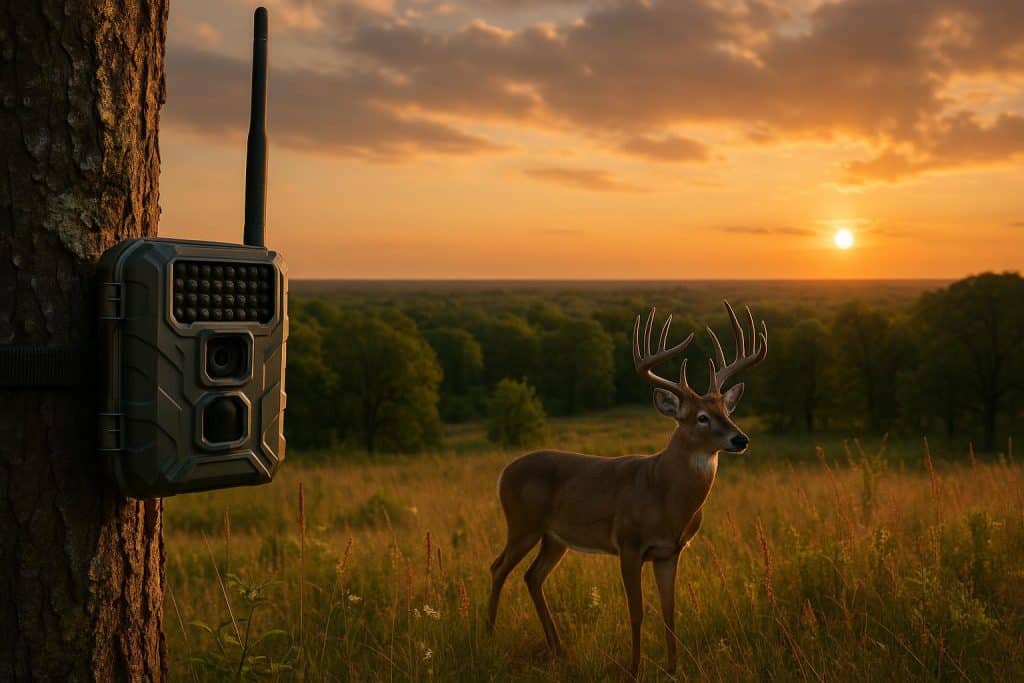 Hunter scouting wildlife in forest before hunting season for Van Hipp news article coverage
