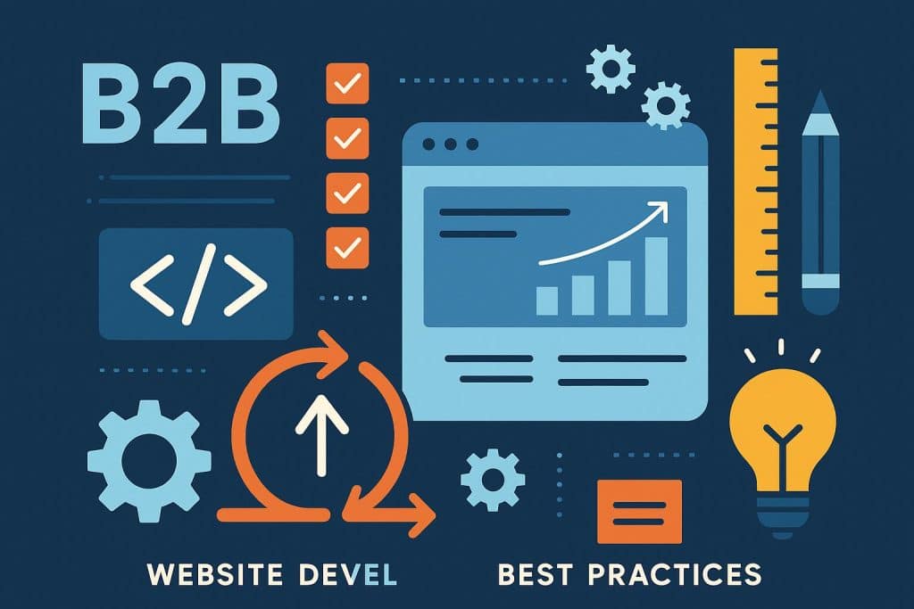 Modern B2B website interface showcasing agile development best practices and collaboration tools