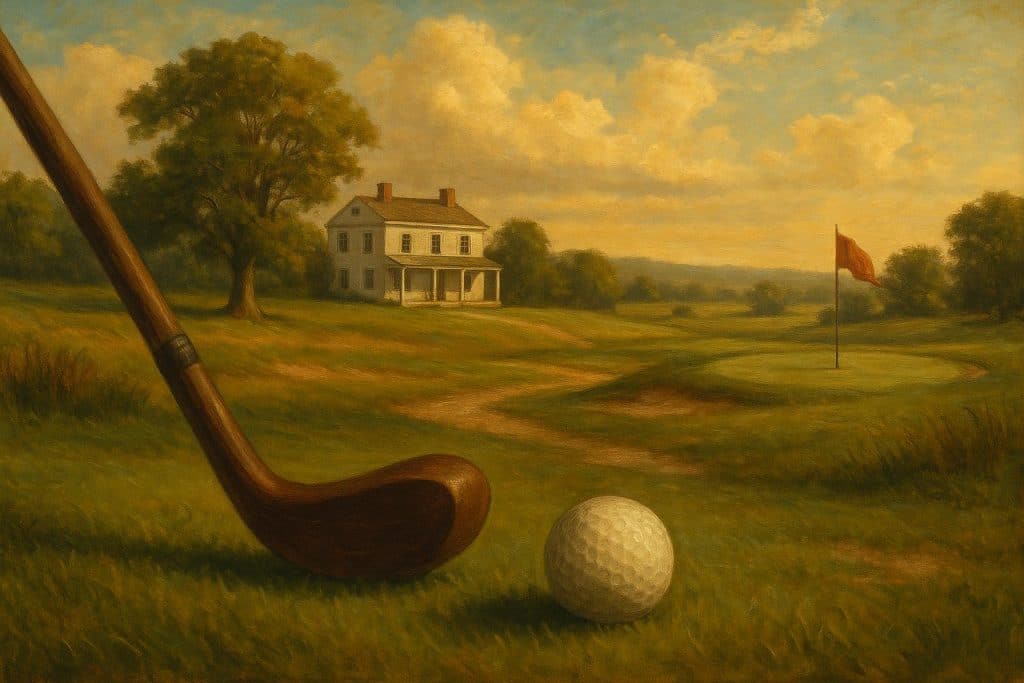 John Chadima: The Early History of Golf in America Vintage golf course with early American golfers playing, illustrating golf history in America