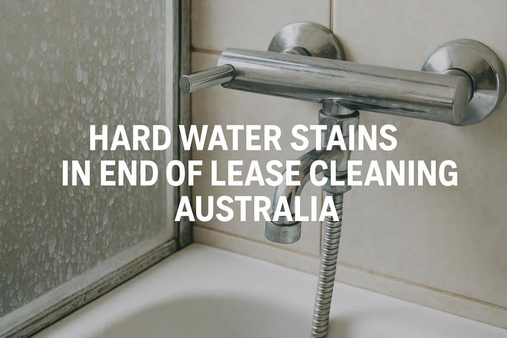 Limescale stains on a bathroom faucet during end of lease cleaning in Australia