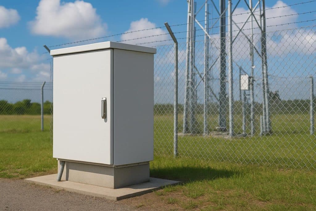 Outdoor weatherproof electrical enclosures protecting infrastructure from harsh environmental conditions