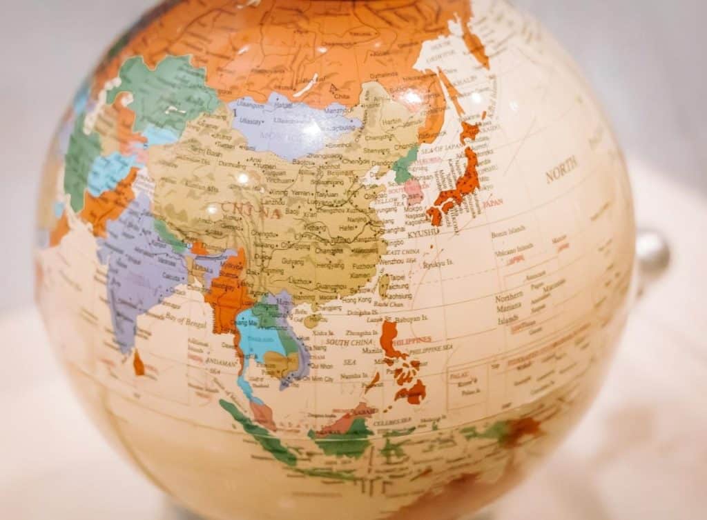 Globe close-up showing South Korea and Japan on the map, illustrating the geography behind the best books on Korea-Japan relations