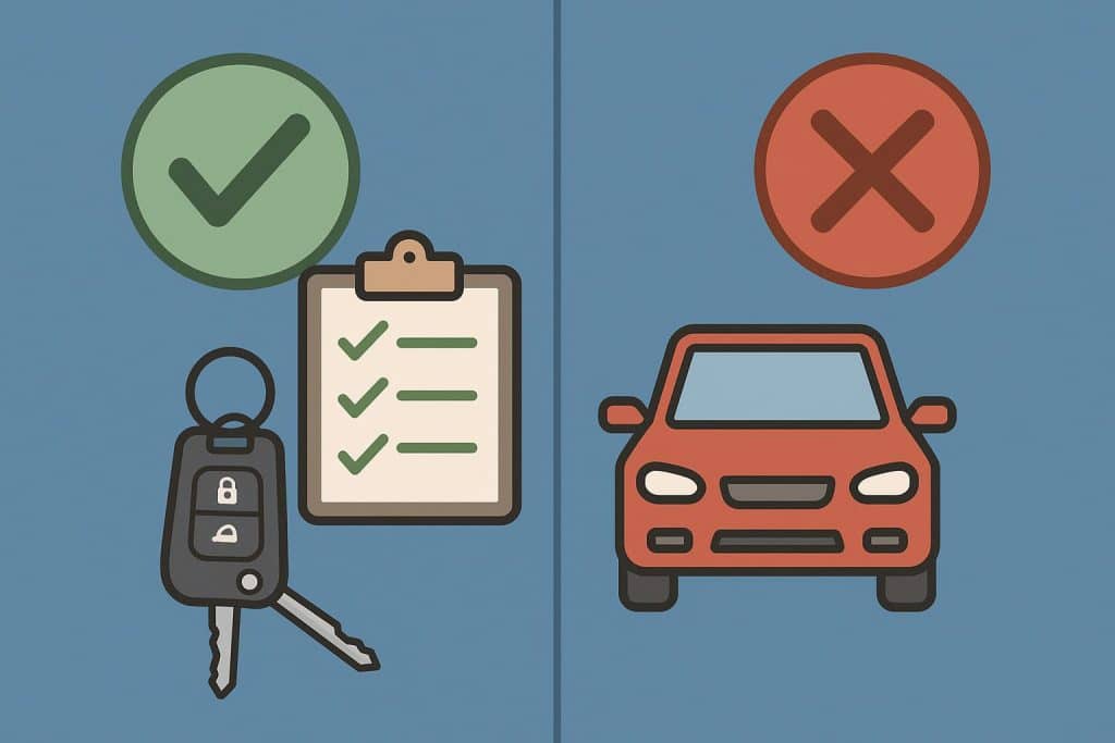 Close-up of car dashboard and steering wheel symbolizing beginner driving tips and safety advice