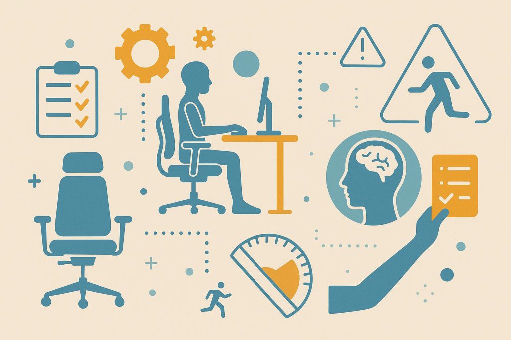Ergonomically designed workstation setup illustrating key principles of human factors engineering
