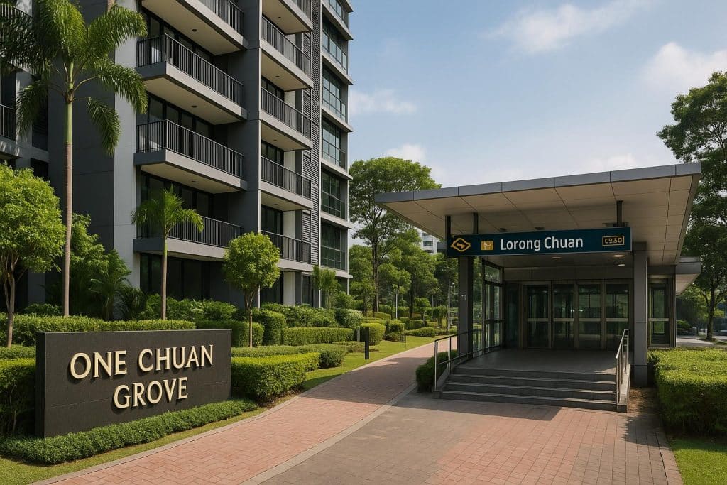 One Chuan Grove condominium close to Lorong Chuan MRT station, highlighting convenient access